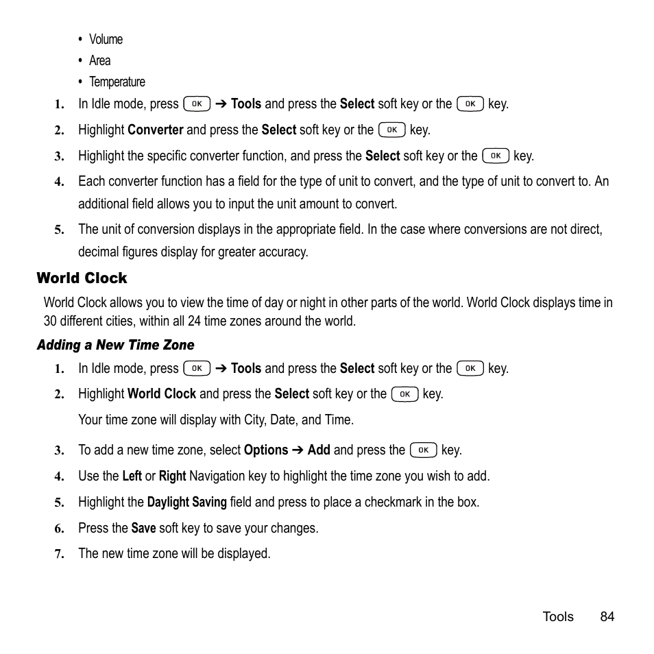 World clock | Samsung A847M User Manual | Page 91 / 140