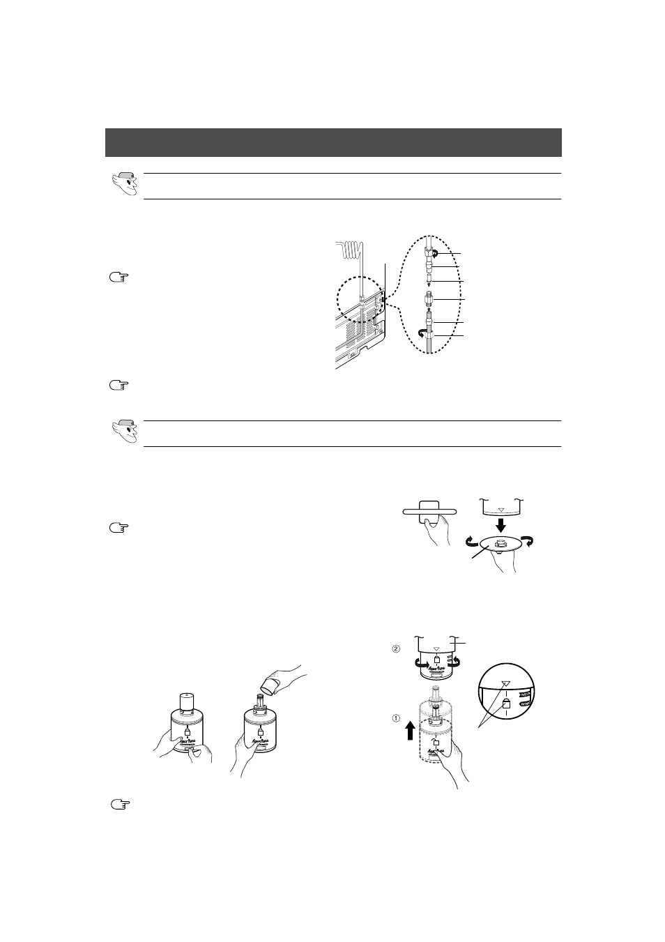 Installation of the water dispenser line, Install the water filter, Connect the water tube to the refrigerator | Samsung HomePAD HP2777AT User Manual | Page 28 / 61