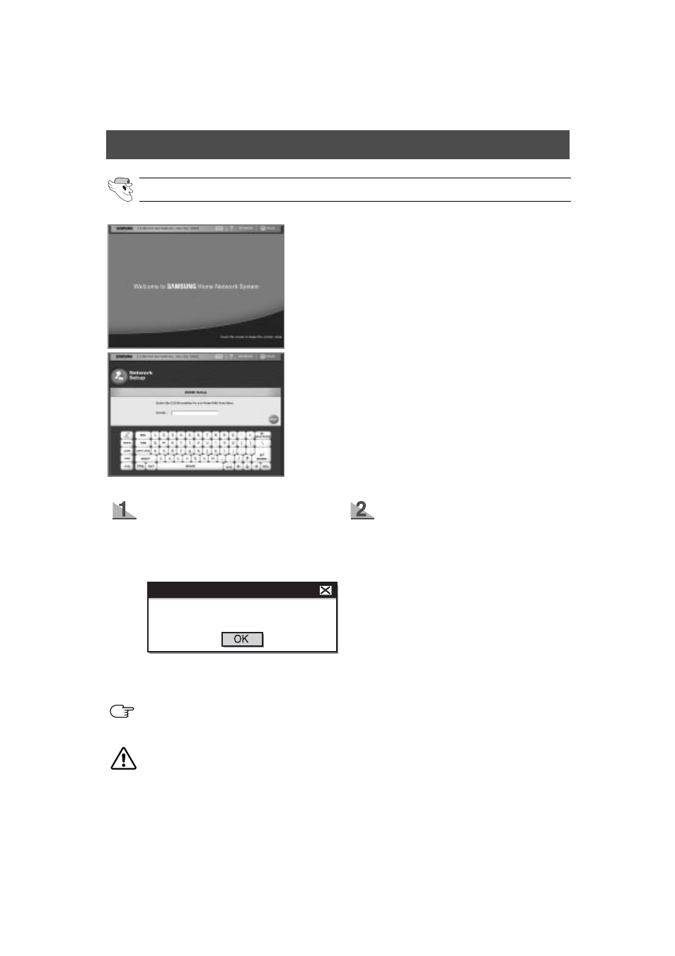 User interface, Logging-in, Welcome message network setup - essid | Samsung HomePAD HP2777AT User Manual | Page 31 / 61