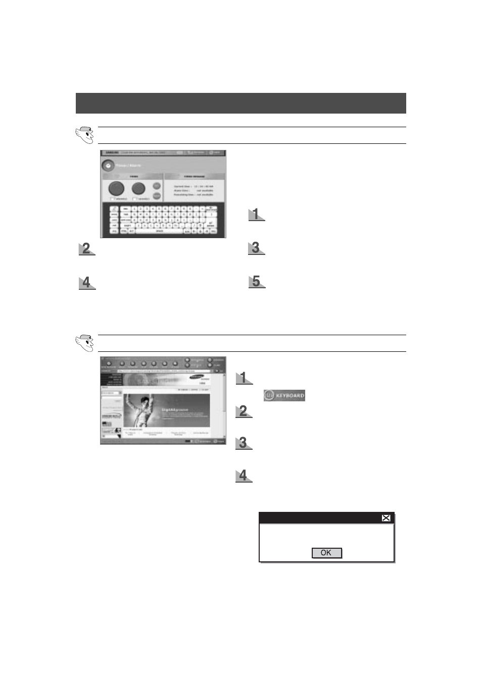 User interface, Timer / alarm, Internet access (1) | Samsung HomePAD HP2777AT User Manual | Page 41 / 61