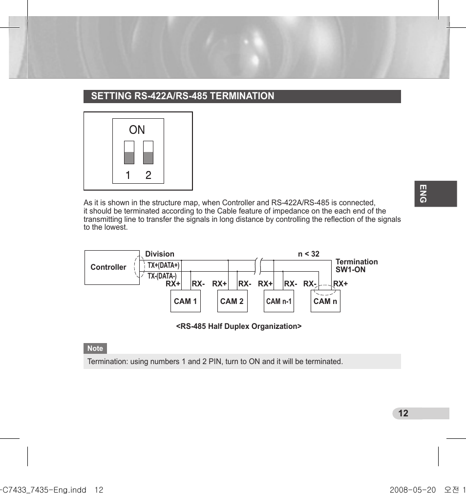 Setting rs-a/rs- termination | Samsung SCC-C7435(P) User Manual | Page 13 / 82