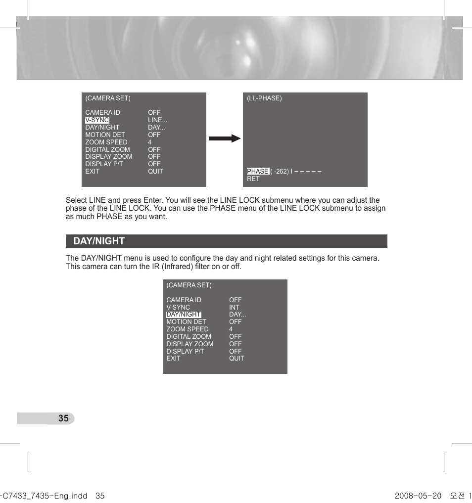 Day/night | Samsung SCC-C7435(P) User Manual | Page 36 / 82
