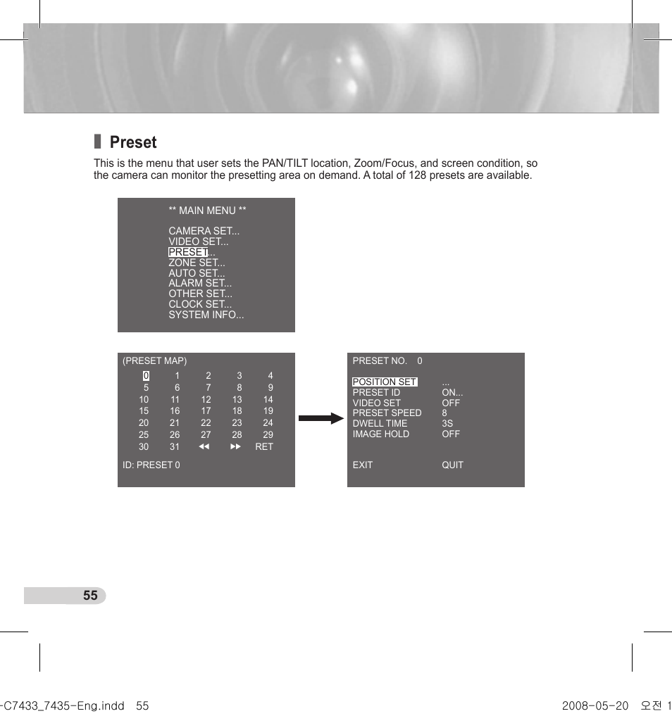 Preset | Samsung SCC-C7435(P) User Manual | Page 56 / 82