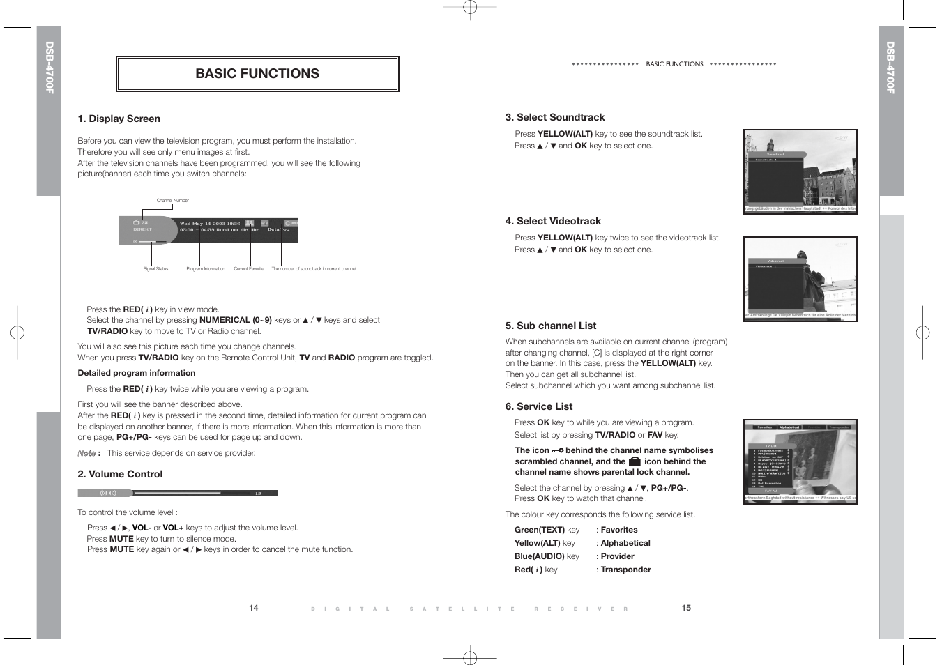 Basic functions | Samsung DSB-4700F User Manual | Page 9 / 22