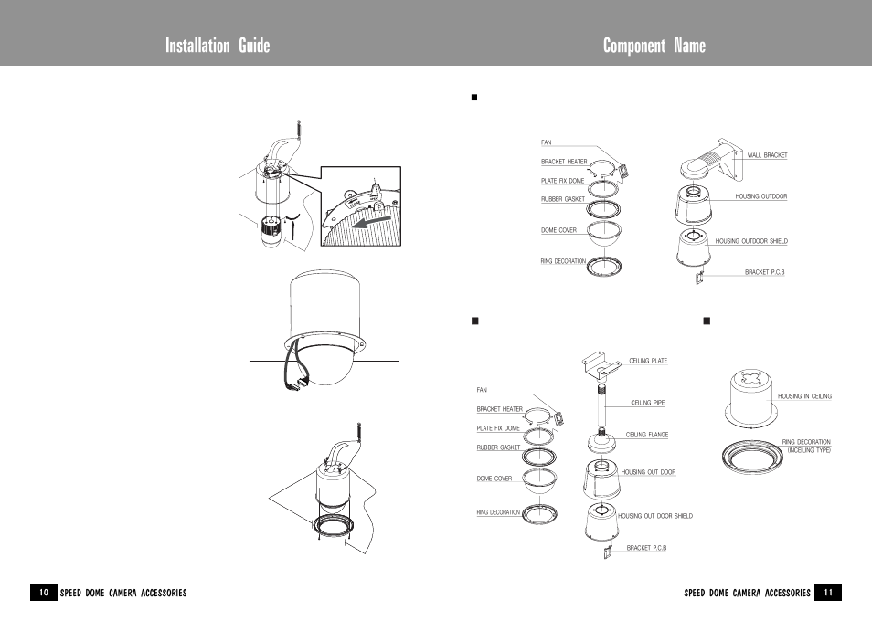 Installation guide component name, Wall mounting, Ceiling mounting | Embedded mounting | Samsung STH-160PI User Manual | Page 6 / 8