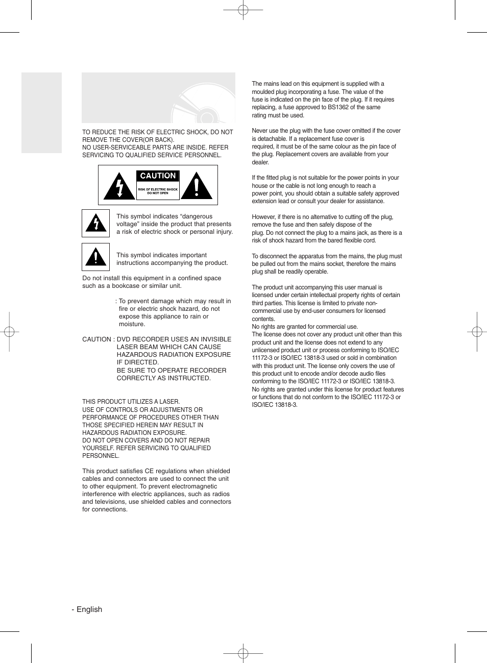 Warning | Samsung DVD-R130 User Manual | Page 2 / 93