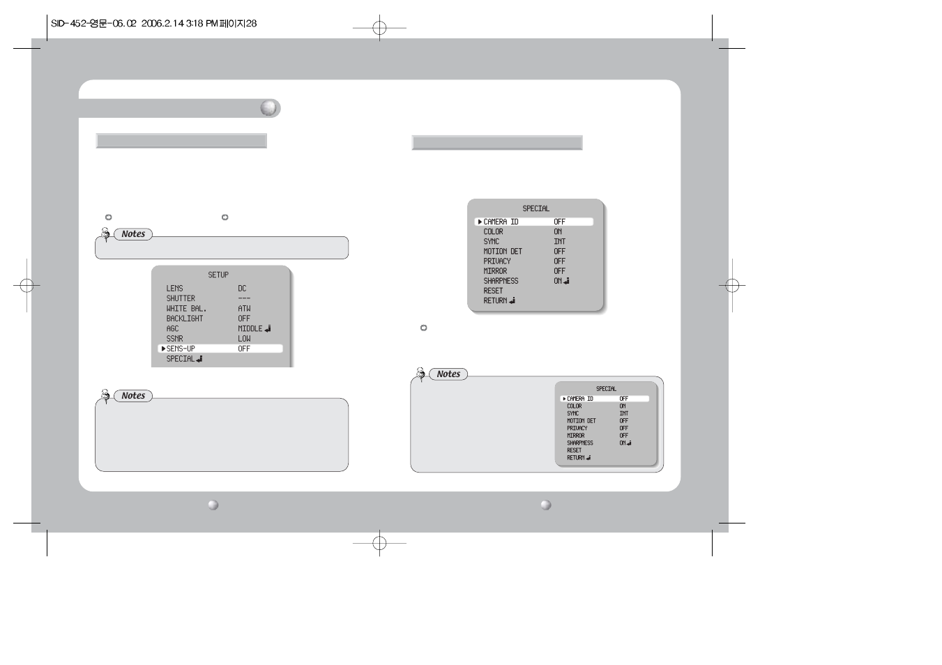 Camera operation | Samsung SID-452 User Manual | Page 15 / 20