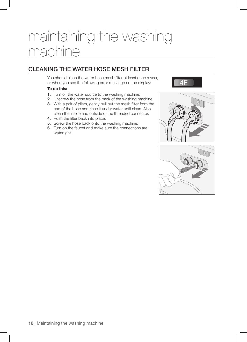 Maintaining the washing machine | Samsung WF-J1254 User Manual | Page 18 / 48
