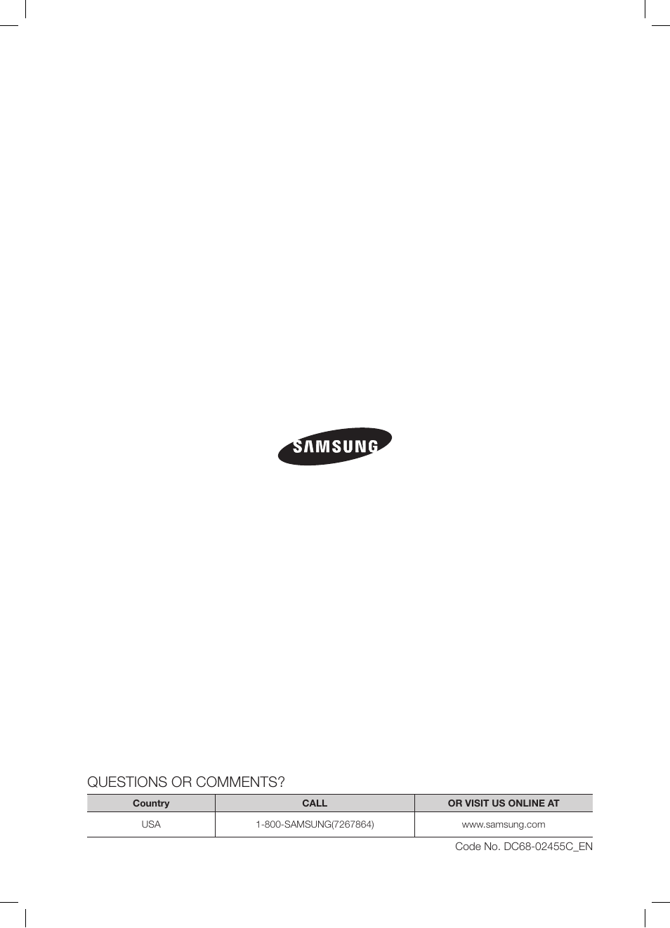 Questions or comments | Samsung WF-J1254 User Manual | Page 24 / 48