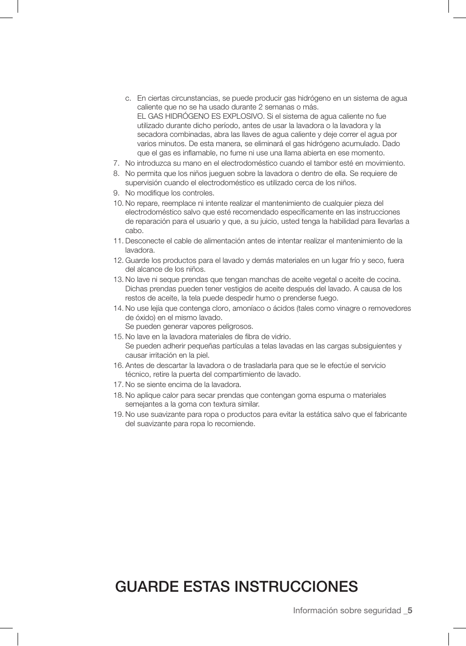 Guarde estas instrucciones | Samsung WF-J1254 User Manual | Page 29 / 48