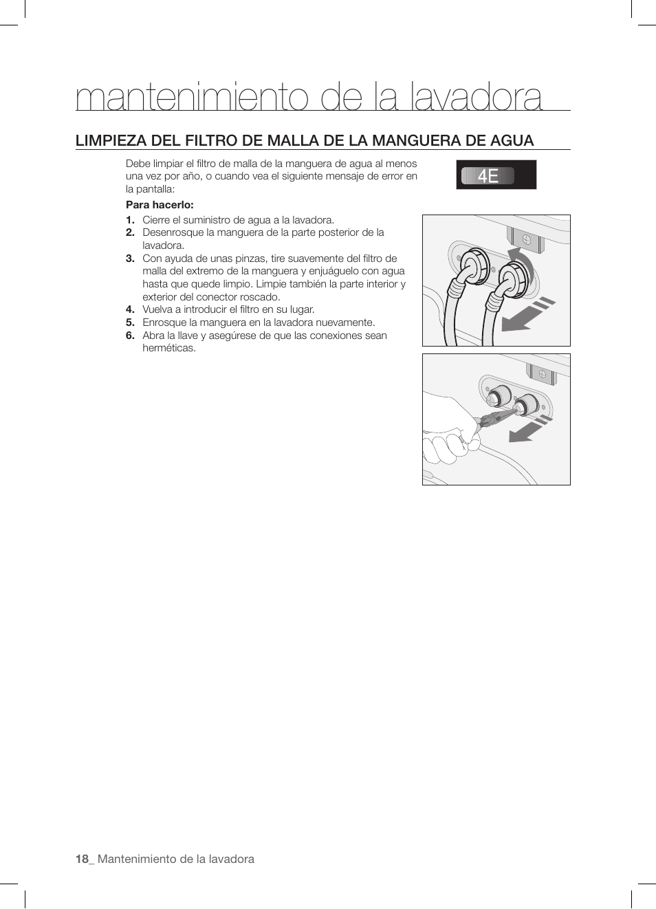 Mantenimiento de la lavadora | Samsung WF-J1254 User Manual | Page 42 / 48