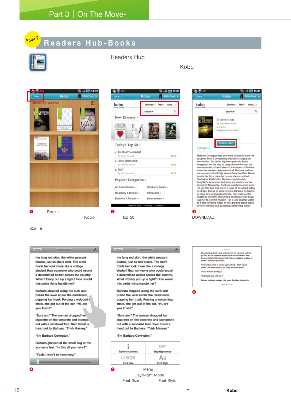 On the move- part 3, Readers hub kobo | Samsung Tablet User Manual | Page 16 / 44