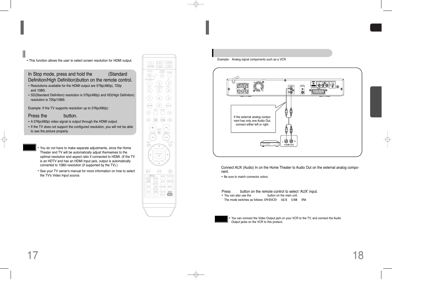 Connecting external components, 18 hdmi function, Con’t) | Samsung HT-THQ25 User Manual | Page 10 / 39