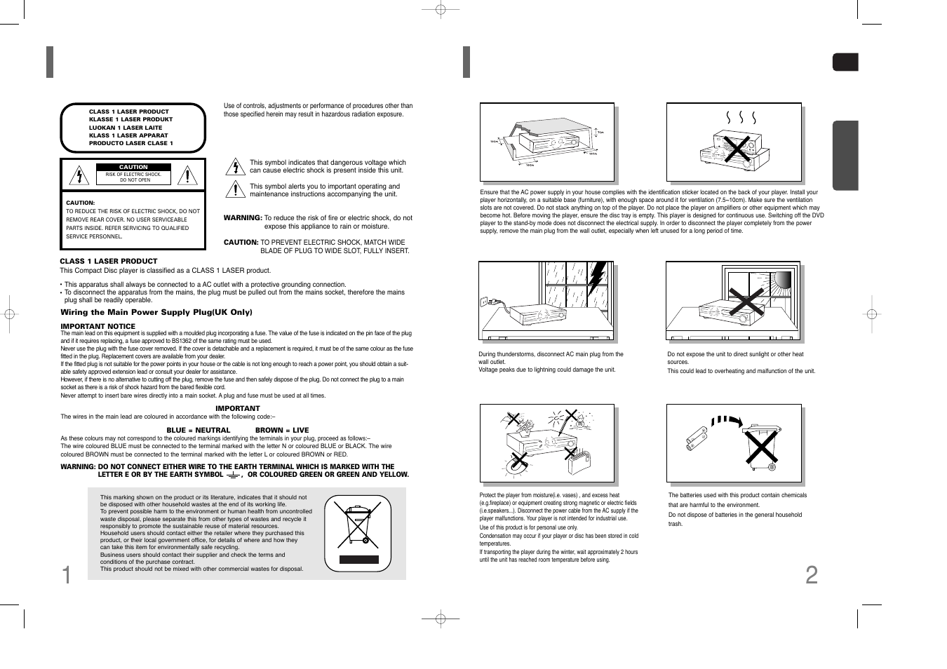 Safety warnings, Precautions, 12 safety warnings precautions | Phones | Samsung HT-THQ25 User Manual | Page 2 / 39
