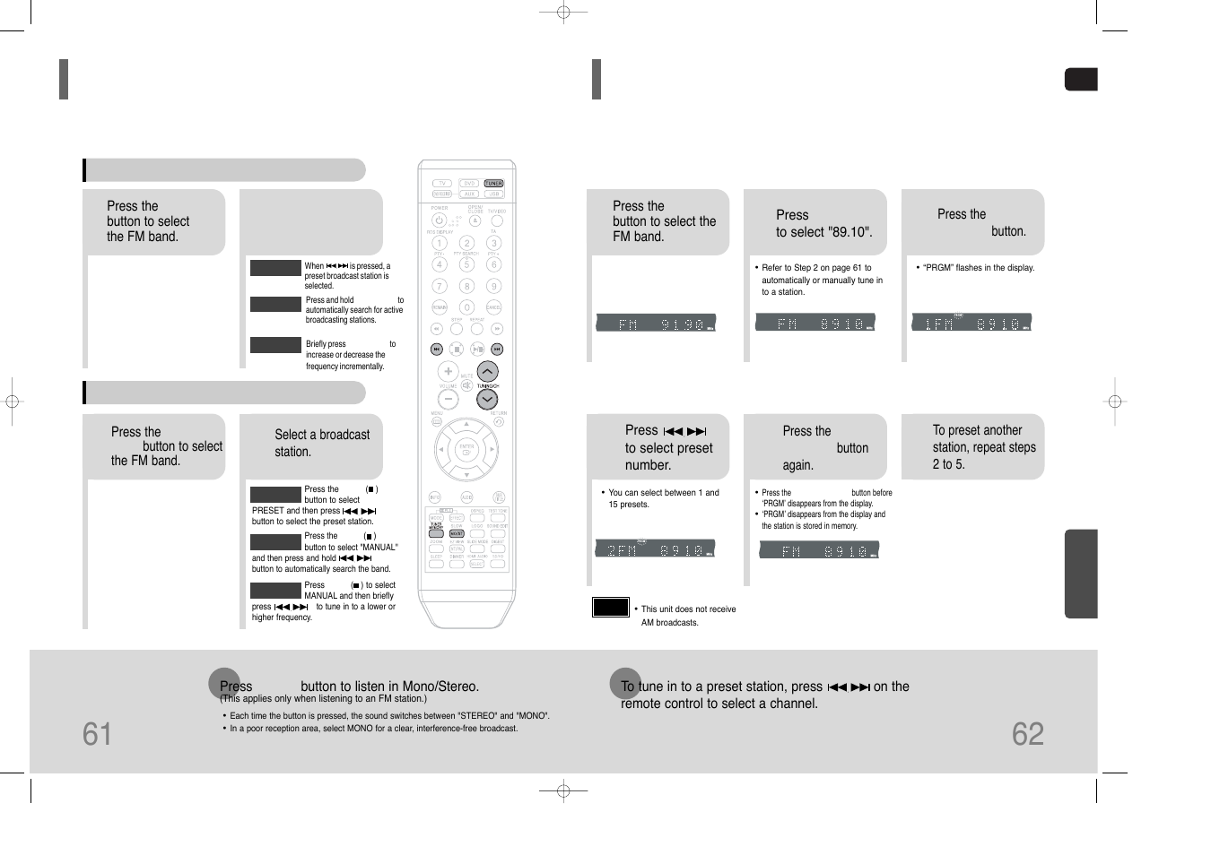 Listening to radio, Presetting stations, Presetting stations 61 | Samsung HT-THQ25 User Manual | Page 32 / 39