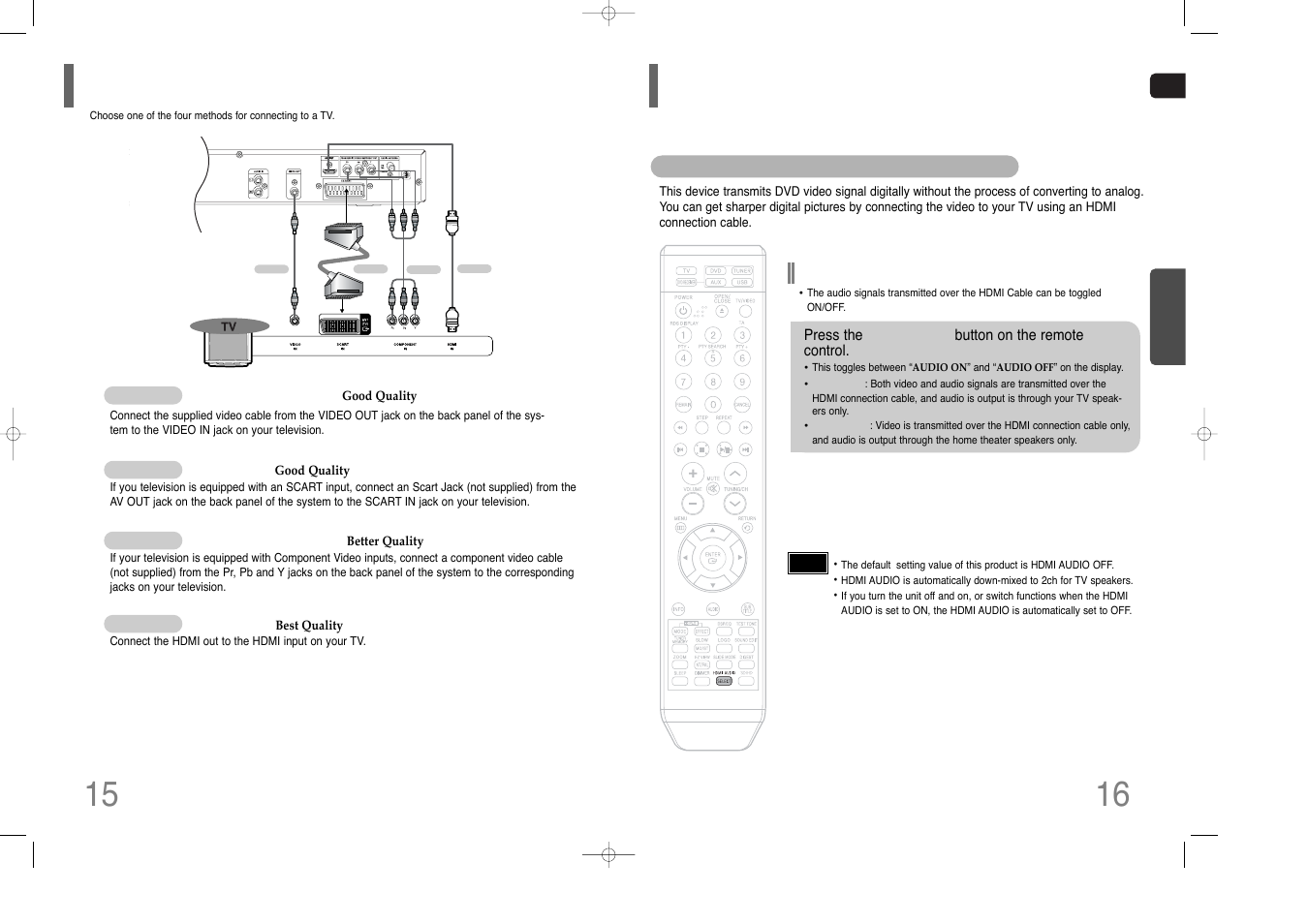 Connecting the video out to tv, Hdmi function | Samsung HT-THQ25 User Manual | Page 9 / 39