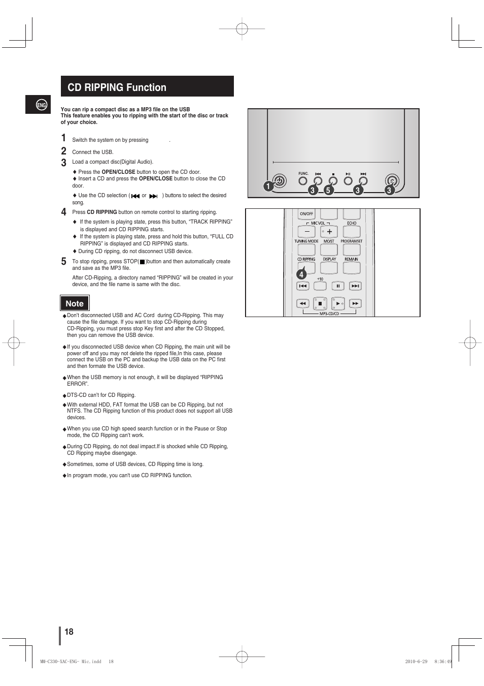 Cd ripping function | Samsung MM-C330 User Manual | Page 18 / 27