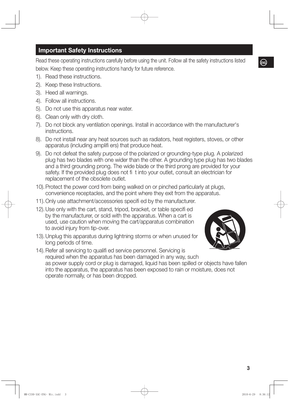 Important safety instructions | Samsung MM-C330 User Manual | Page 3 / 27