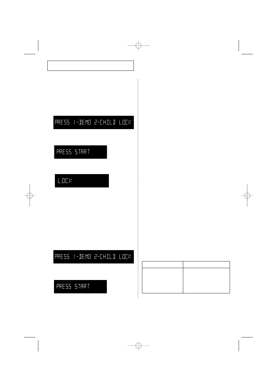 Setting the child protection lock, Demonstration mode, Operation guide | Variable power cooking chart | Samsung ME4096W User Manual | Page 12 / 22