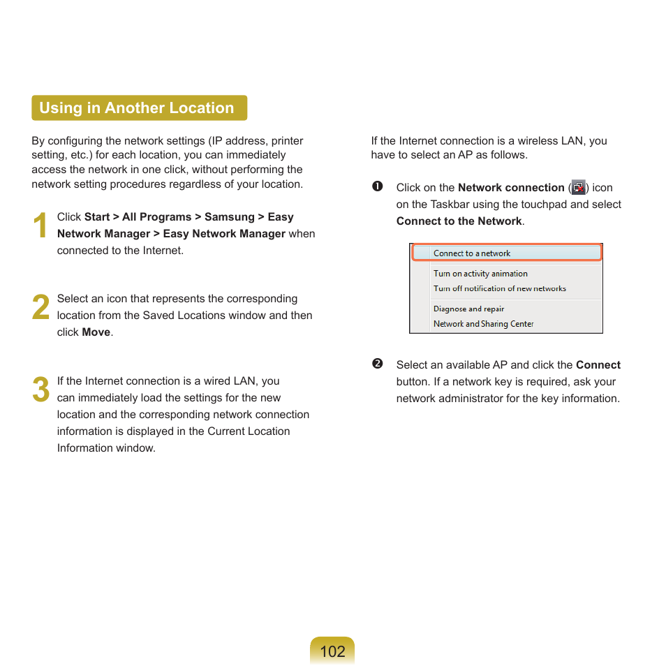 Using in another location | Samsung Q45c User Manual | Page 103 / 199