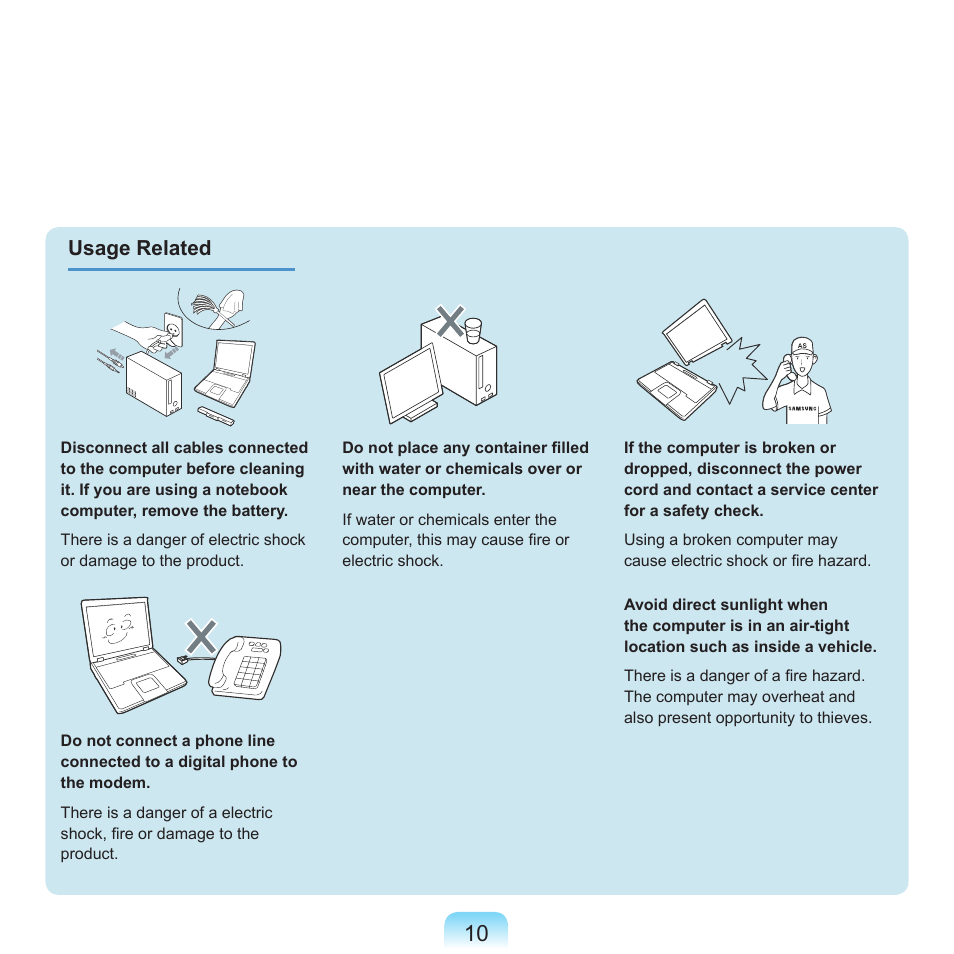 Usage related | Samsung Q45c User Manual | Page 11 / 199