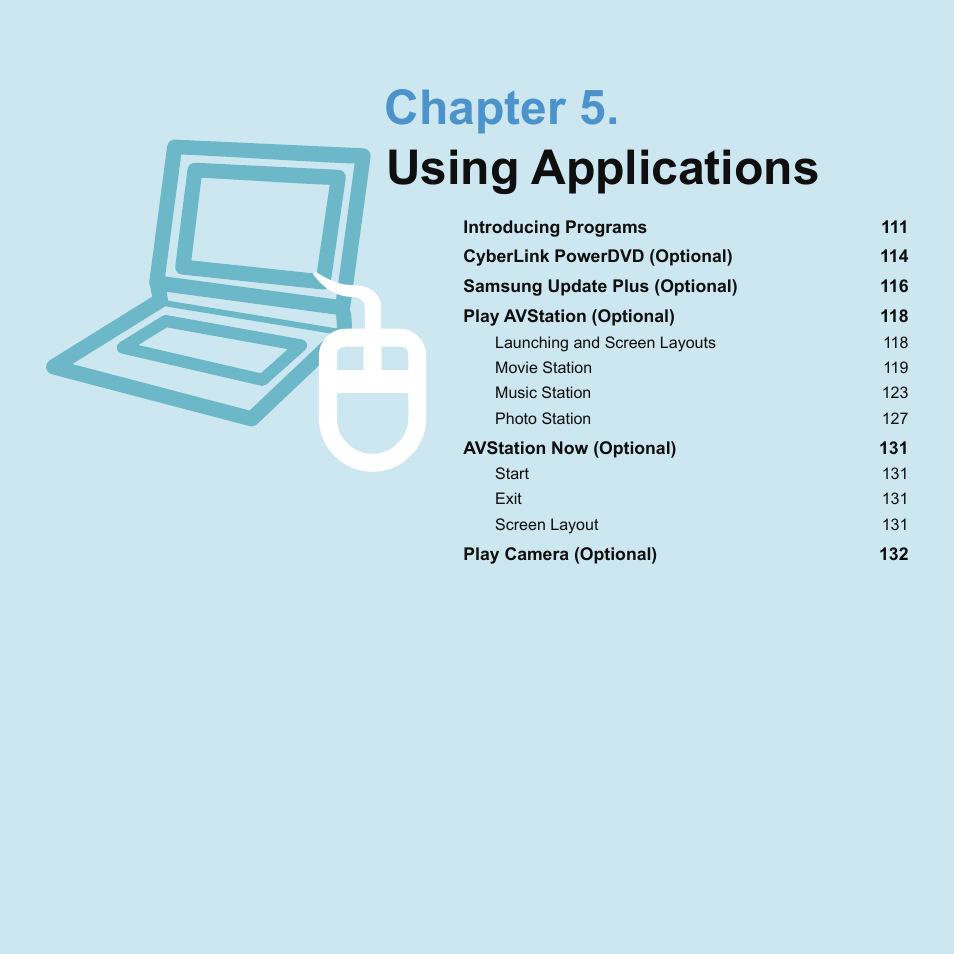 Chapter 5.using applications, Chapter 5. using applications | Samsung Q45c User Manual | Page 111 / 199