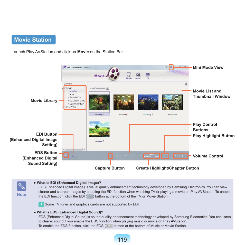 Movie station | Samsung Q45c User Manual | Page 120 / 199