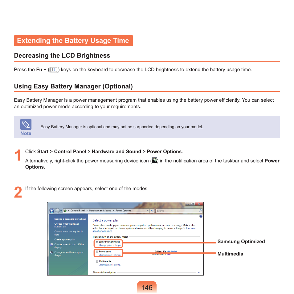 Extending the battery usage time | Samsung Q45c User Manual | Page 147 / 199