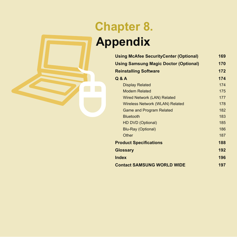 Chapter 8.appendix, Chapter 8. appendix | Samsung Q45c User Manual | Page 169 / 199