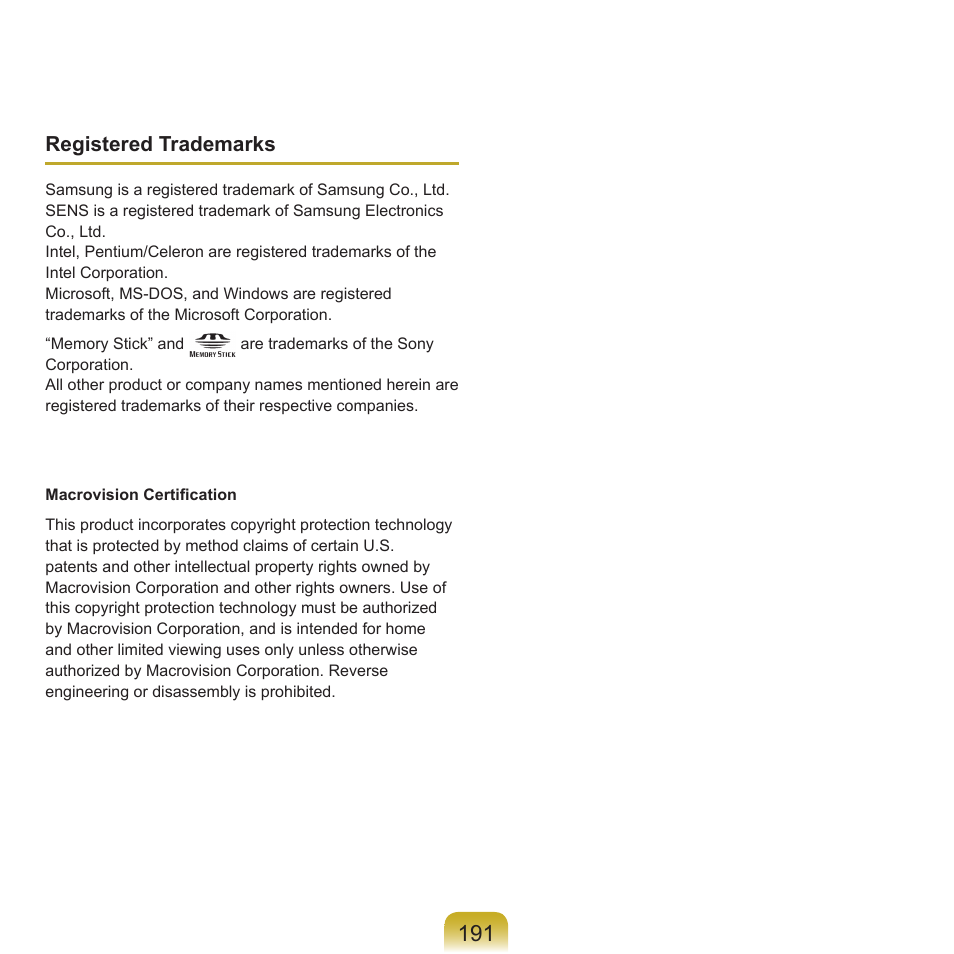 Registered trademarks | Samsung Q45c User Manual | Page 192 / 199