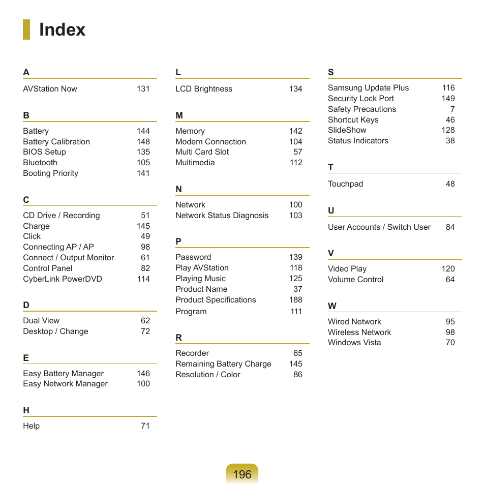 Index | Samsung Q45c User Manual | Page 197 / 199