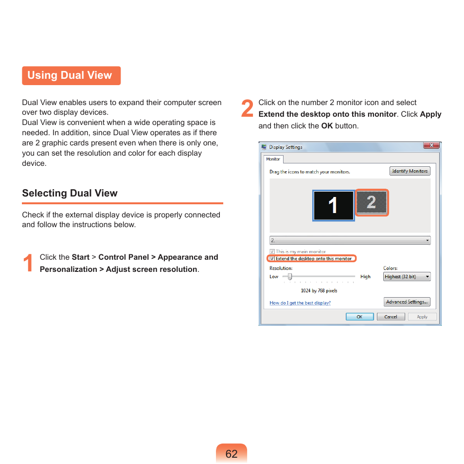 Using dual view | Samsung Q45c User Manual | Page 63 / 199