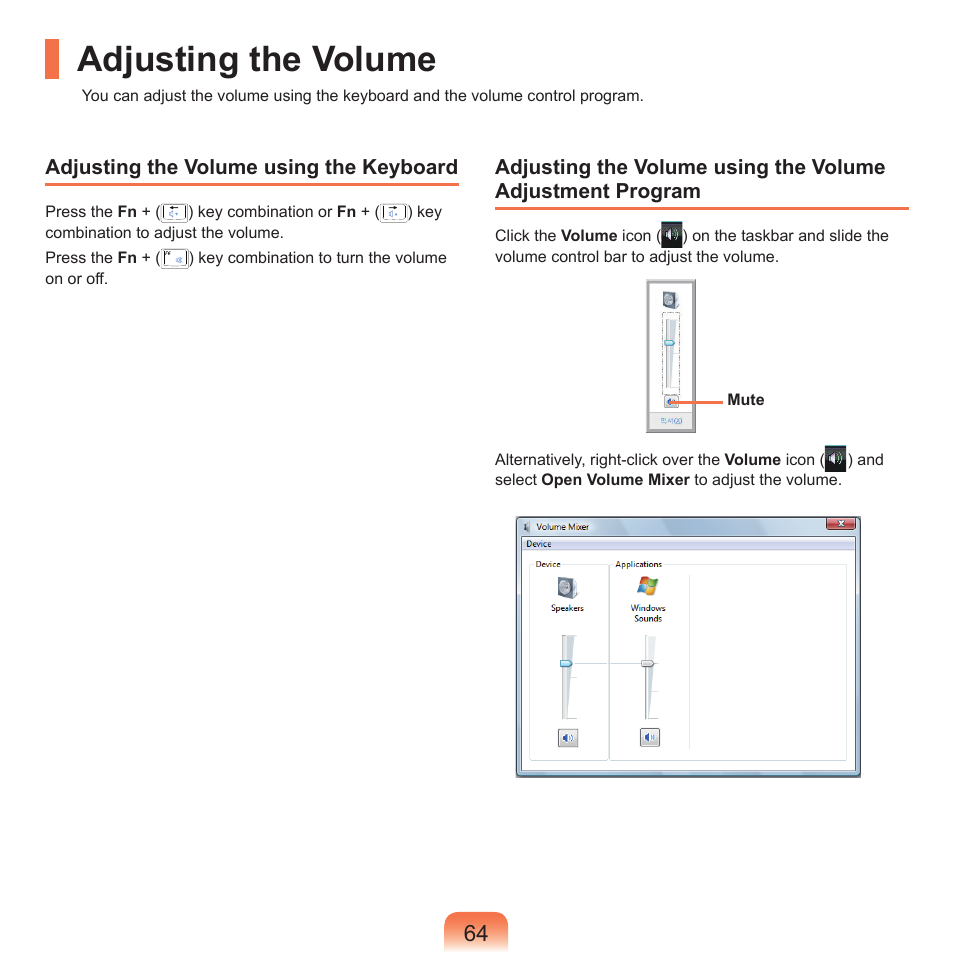 Adjusting the volume | Samsung Q45c User Manual | Page 65 / 199