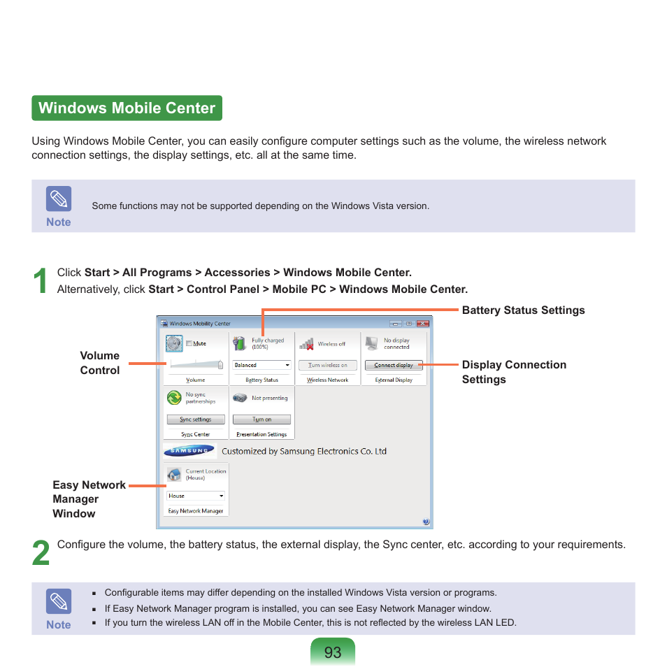 Windows mobile center, 9 windows mobile center | Samsung Q45c User Manual | Page 94 / 199