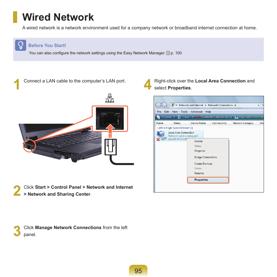 Wired network | Samsung Q45c User Manual | Page 96 / 199