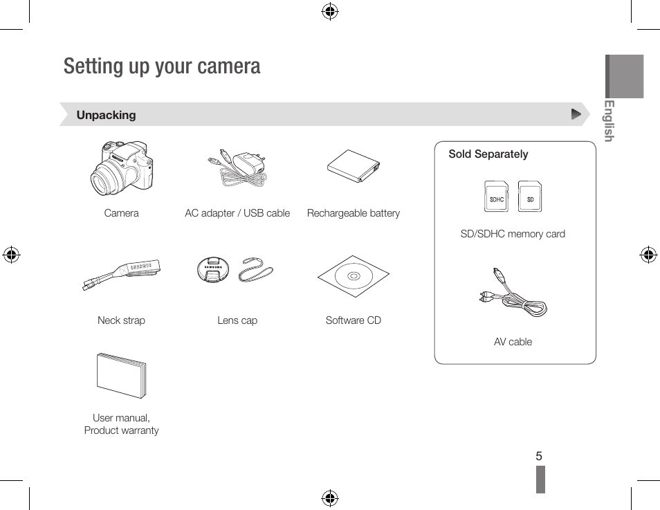 Setting up your camera | Samsung AD68-04424A User Manual | Page 5 / 34