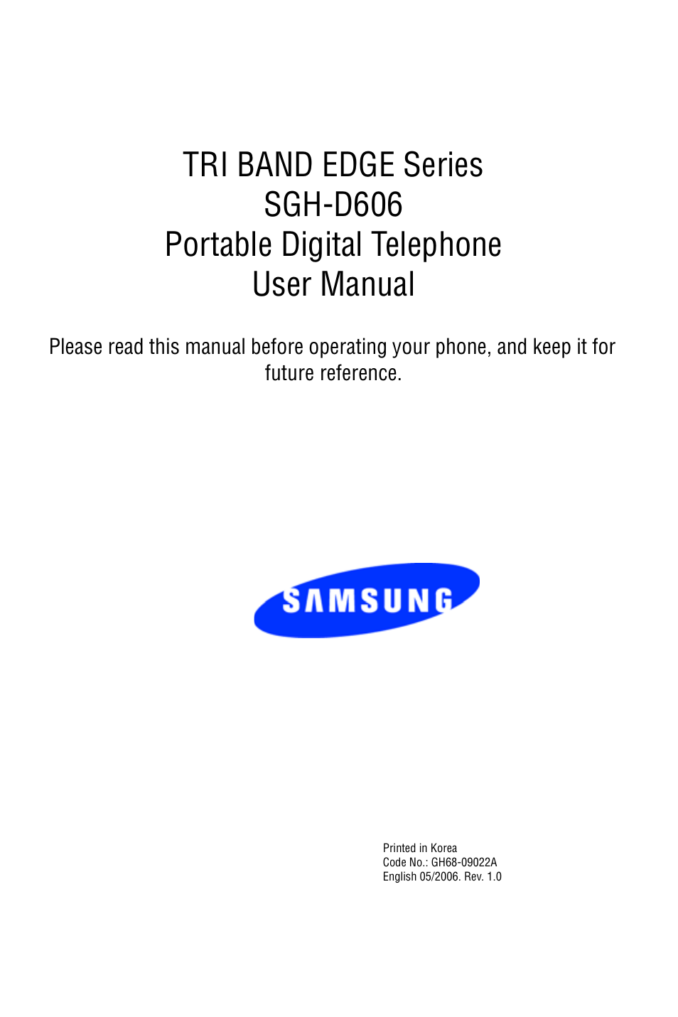 Samsung SGH-D606 User Manual | 185 pages