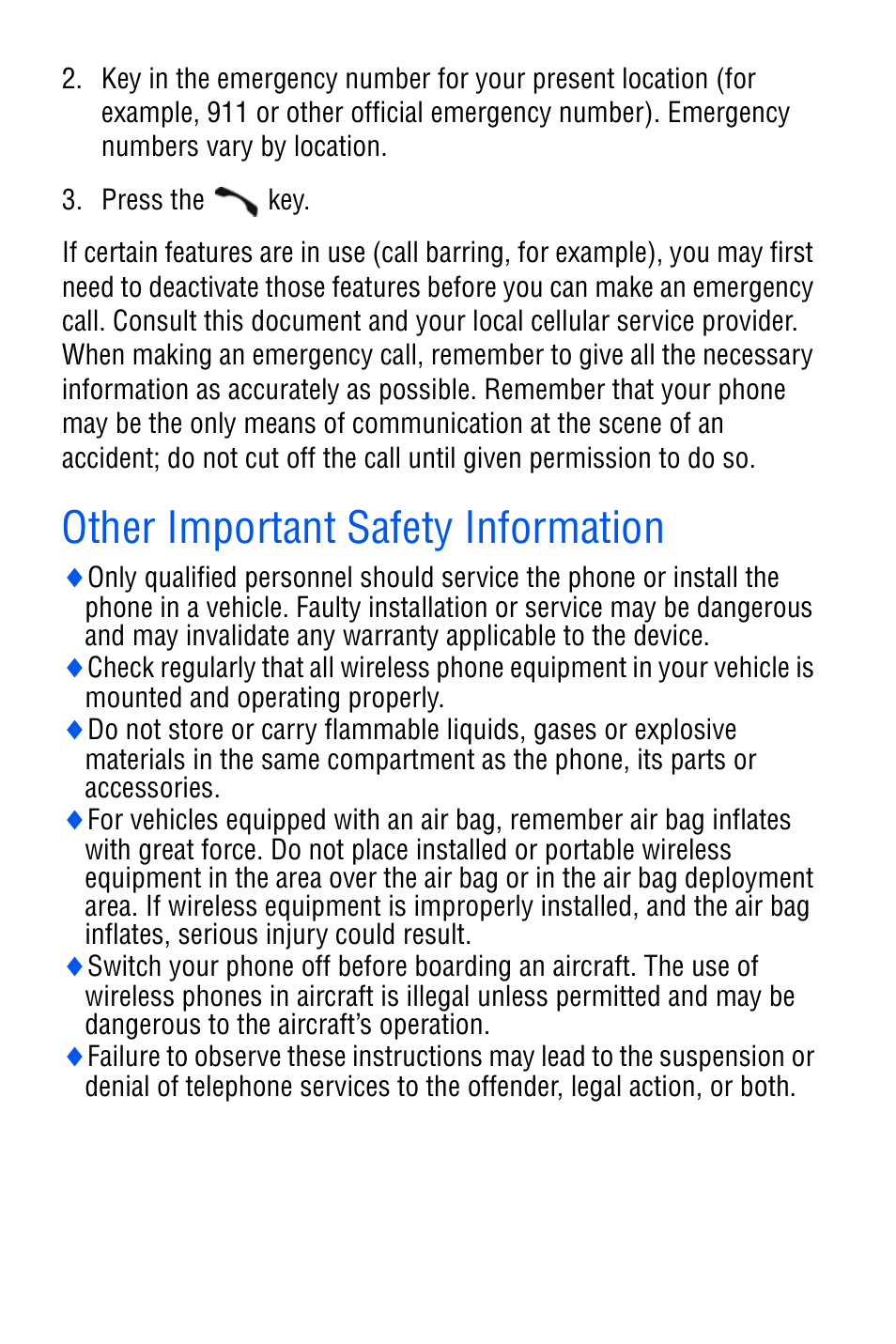 Other important safety information | Samsung SGH-D606 User Manual | Page 160 / 185