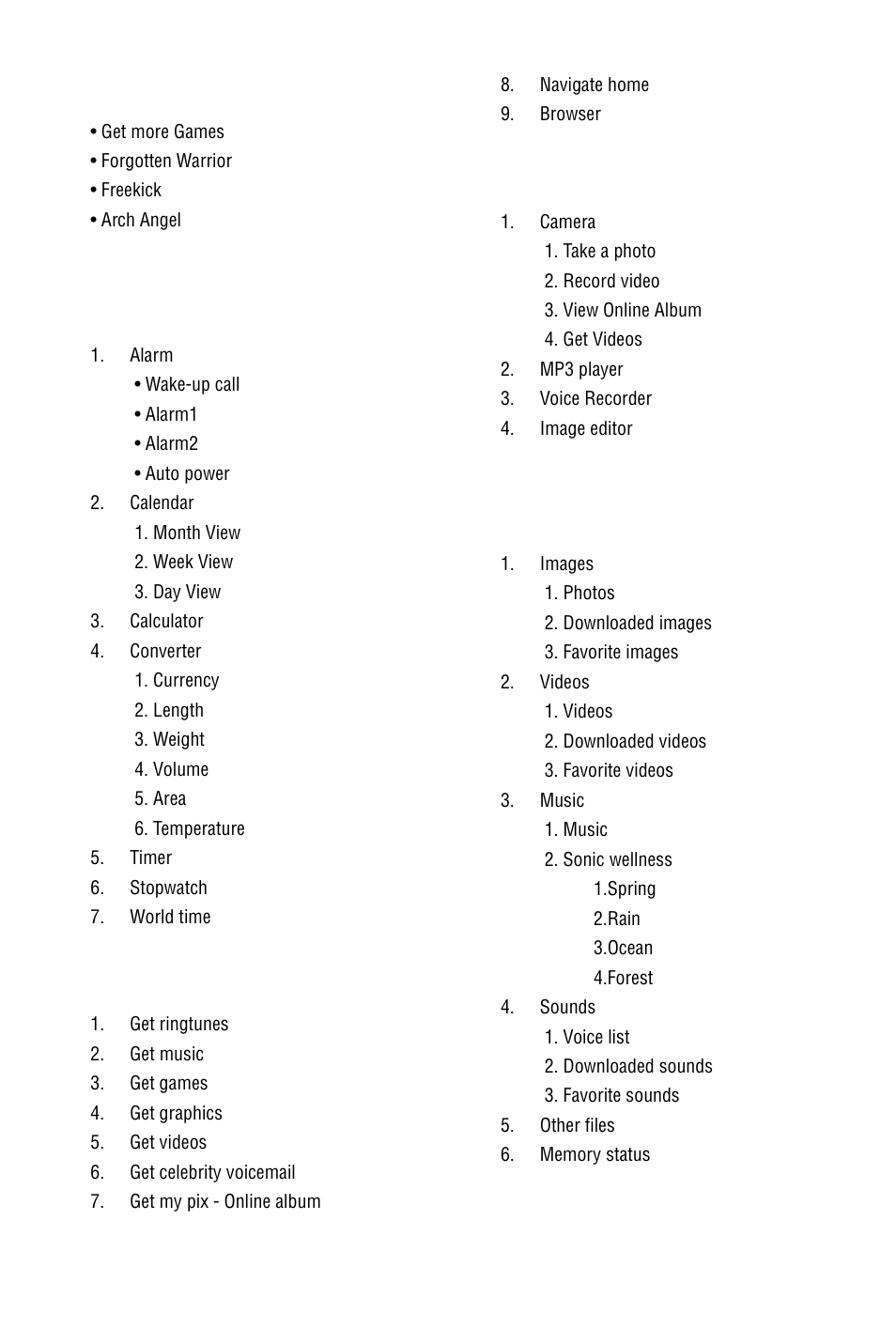Games, Applications, Rogers mall | Media, Fun & tunes | Samsung SGH-D606 User Manual | Page 51 / 185