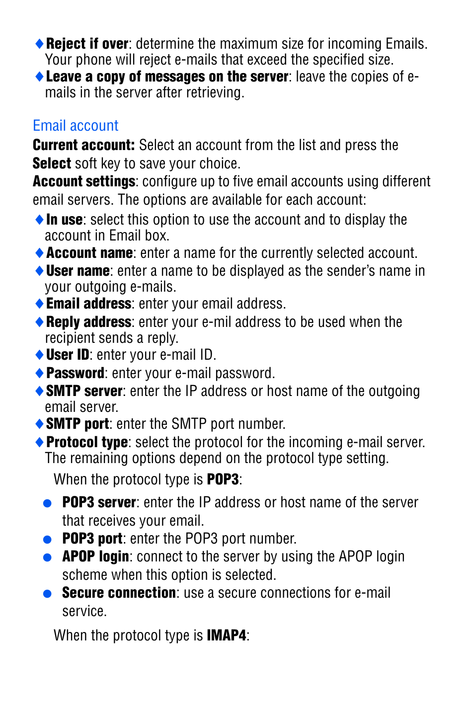 Email account | Samsung SGH-D606 User Manual | Page 73 / 185