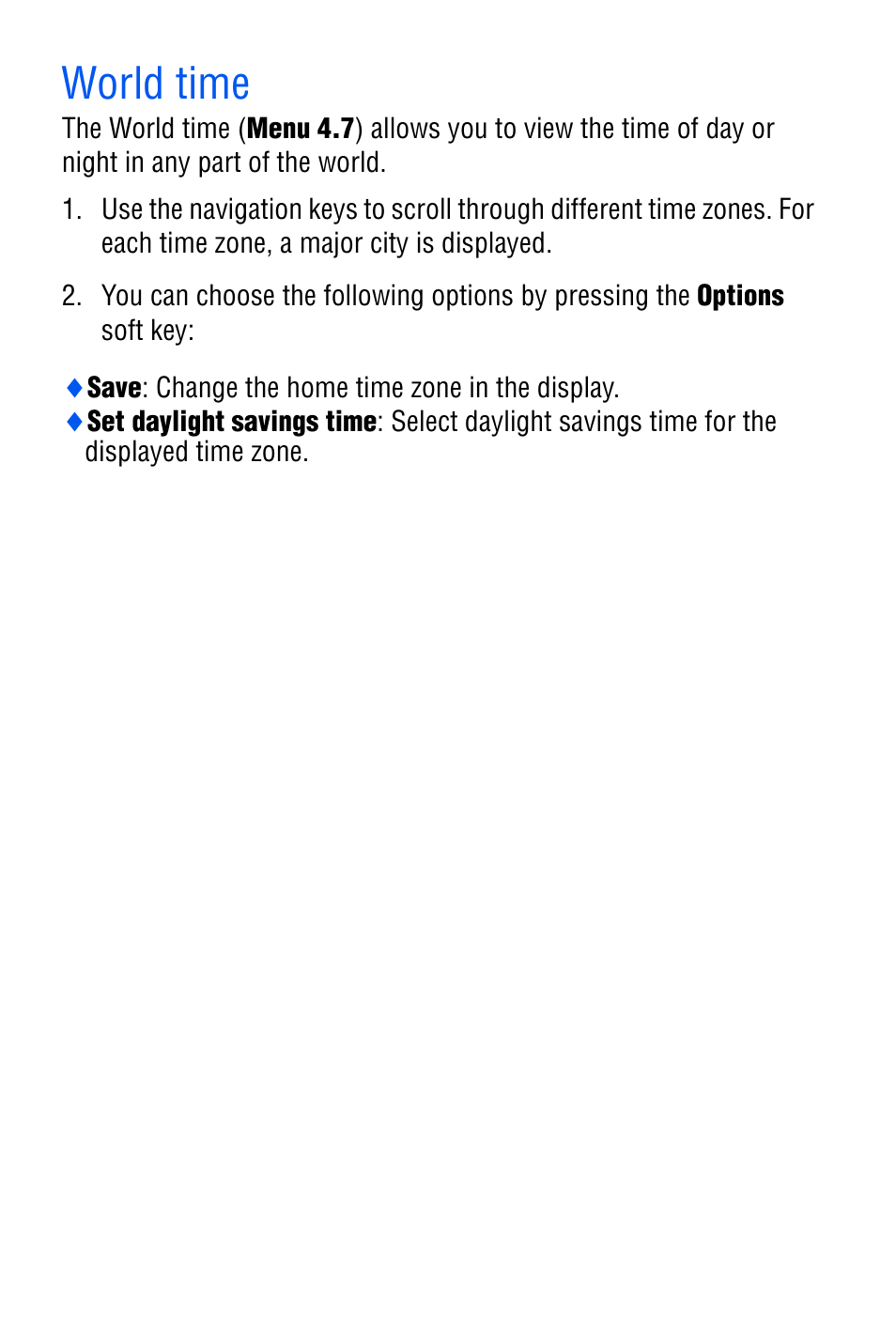 World time | Samsung SGH-D606 User Manual | Page 86 / 185