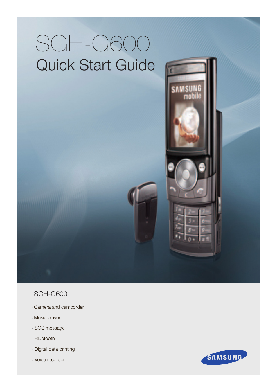 Samsung SGH-G600  EN User Manual | 7 pages