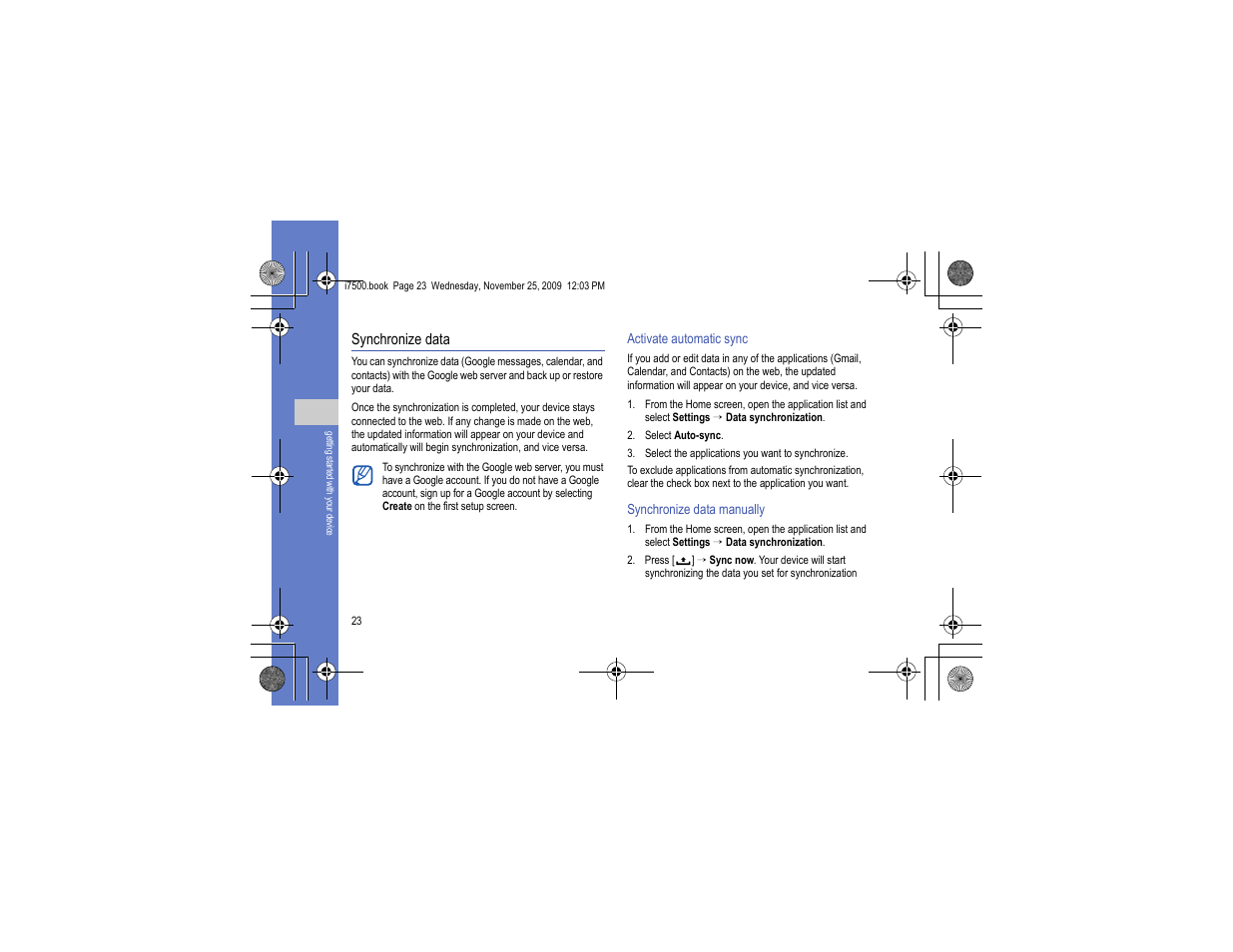 Synchronize data | Samsung 11252009_D5 User Manual | Page 31 / 94