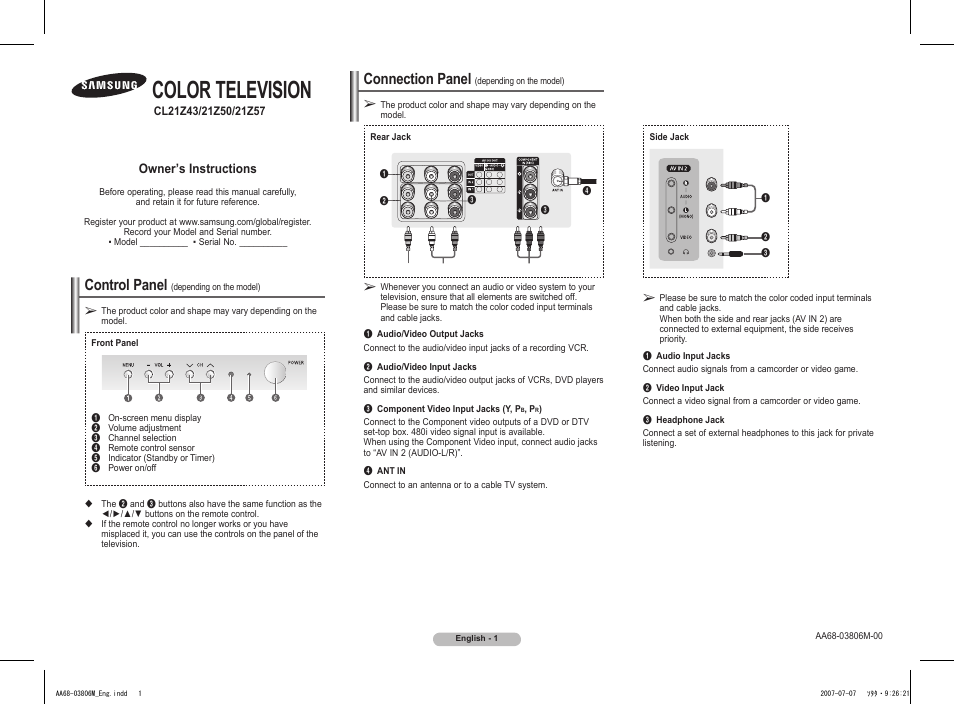 Samsung 21Z50 User Manual | 8 pages