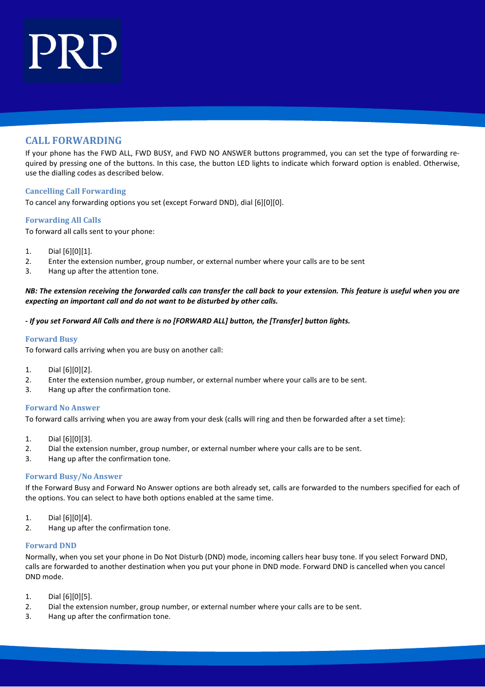 Call forwarding | Samsung ITP-5121D User Manual | Page 13 / 20