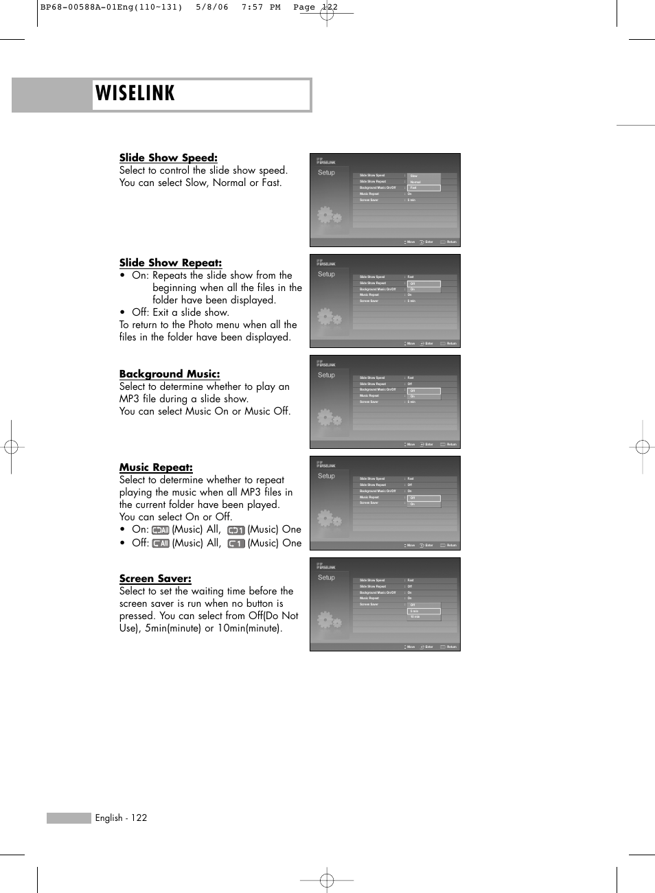 Wiselink, English - 122 | Samsung HL-S5087W User Manual | Page 122 / 132