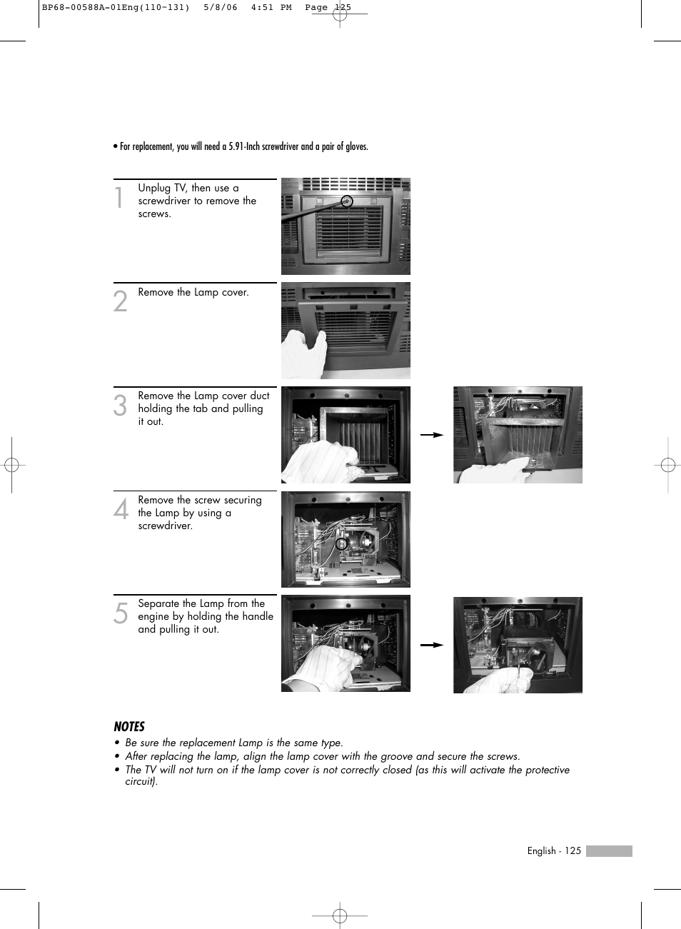 Samsung HL-S5087W User Manual | Page 125 / 132
