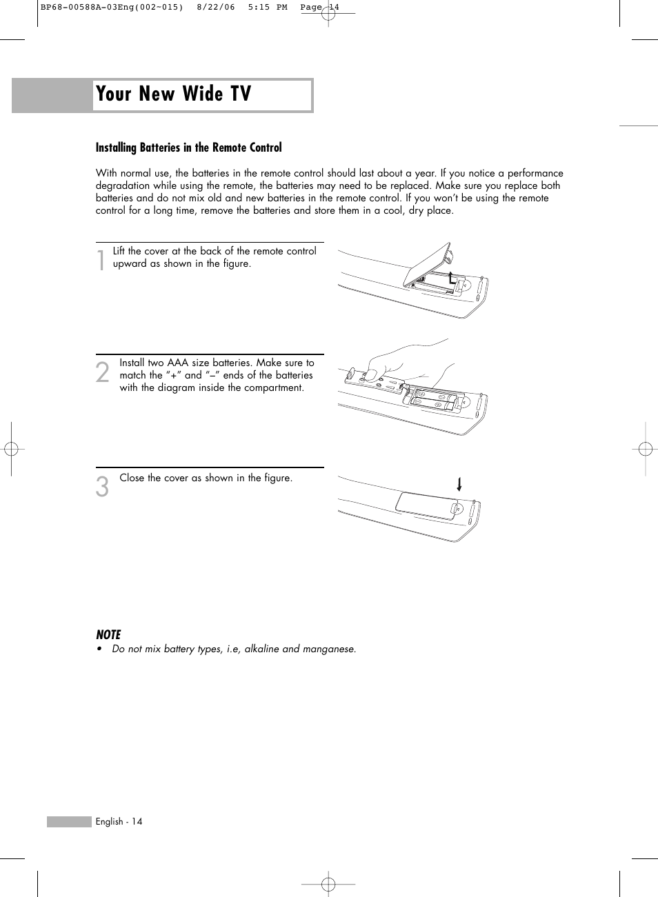 Your new wide tv | Samsung HL-S5087W User Manual | Page 14 / 132