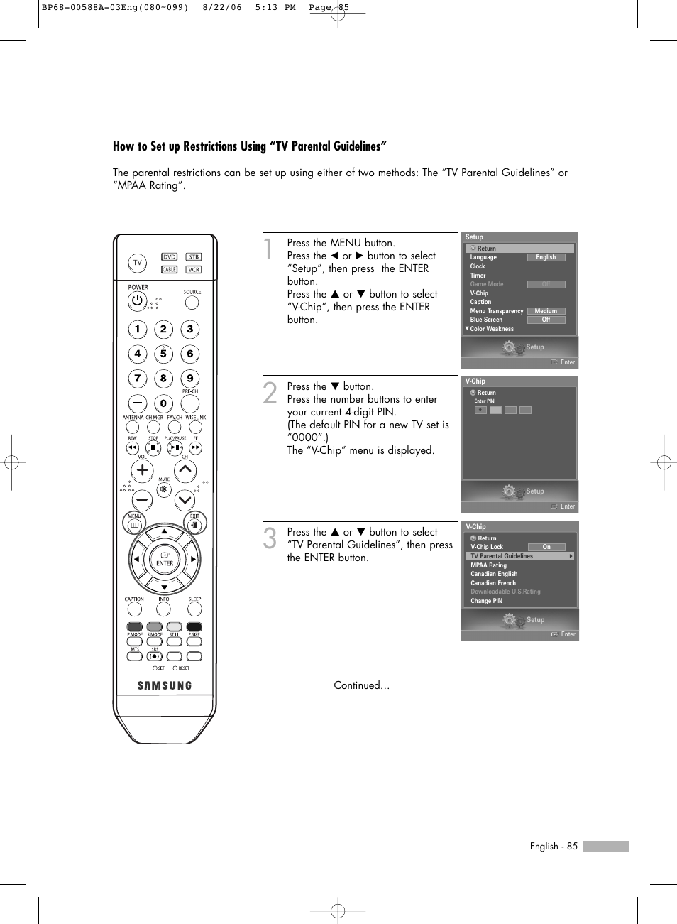 Samsung HL-S5087W User Manual | Page 85 / 132