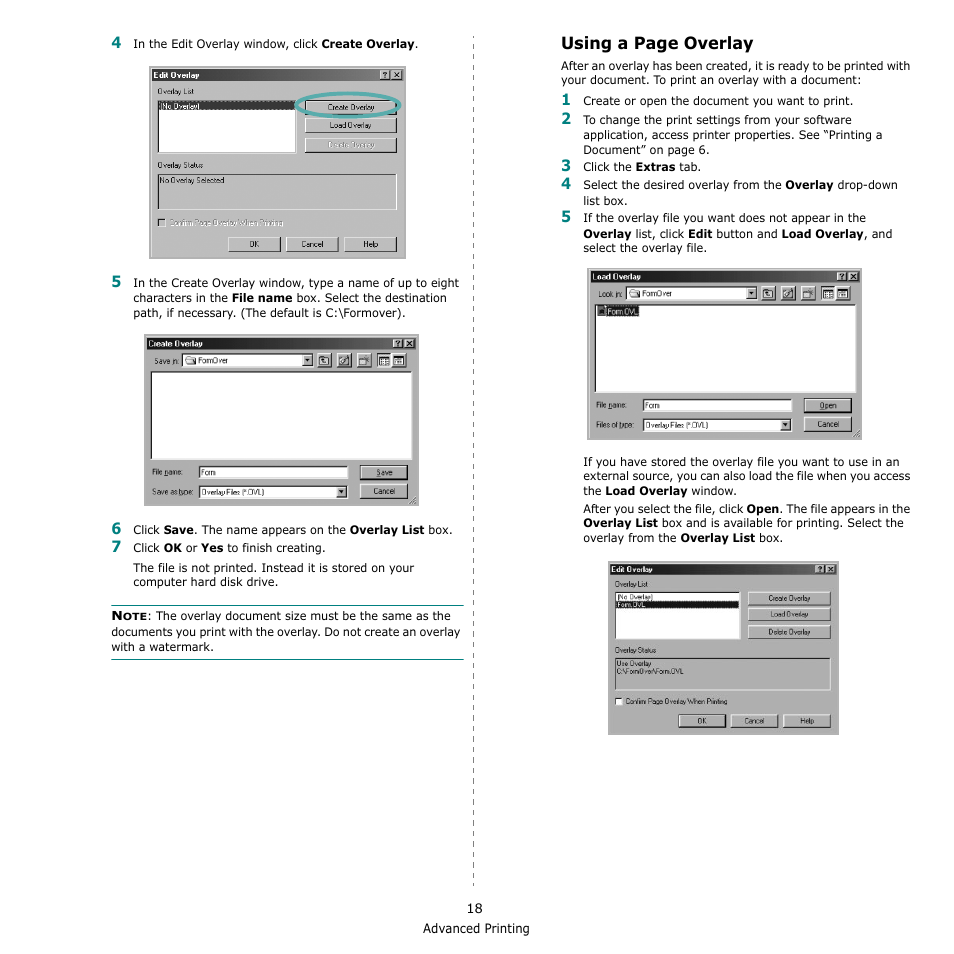 Using a page overlay | Samsung ML-2010 Series User Manual | Page 103 / 118